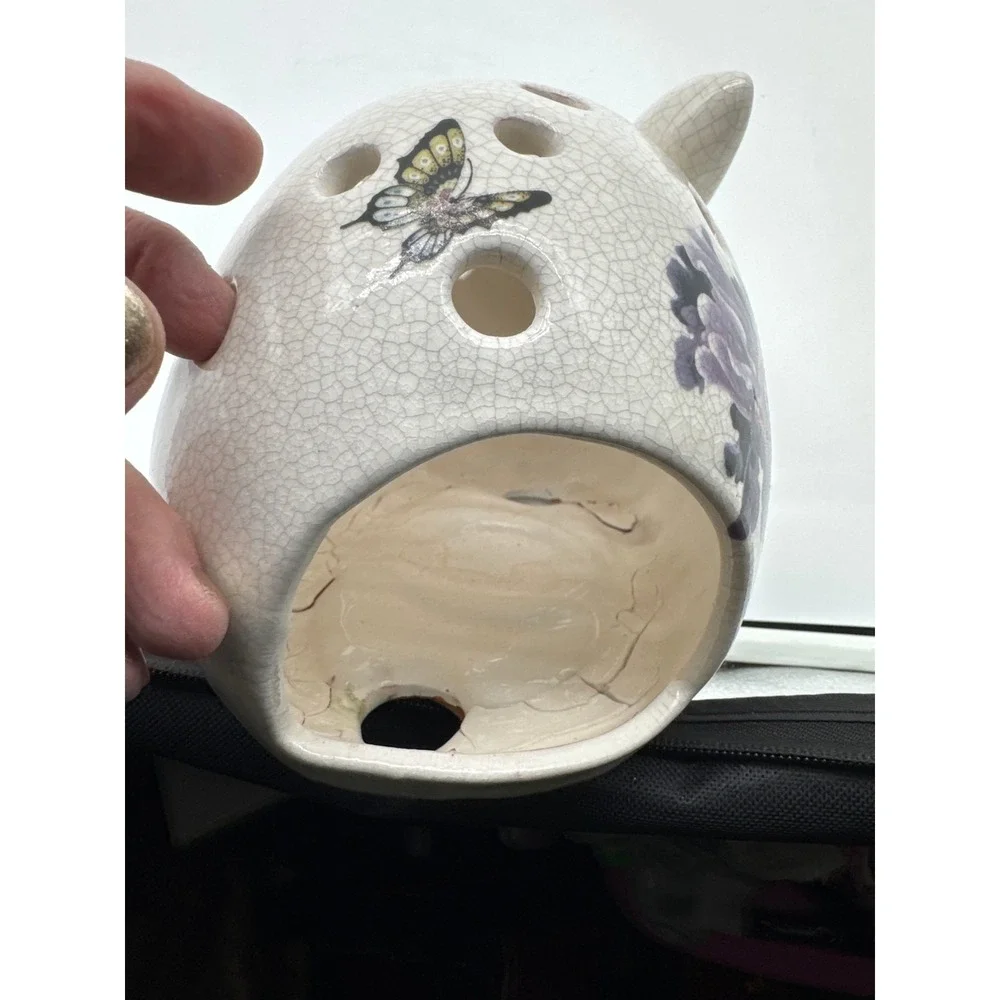 Pier 1 Bunny Rabbit Ceramic Tealight Candle‎ Holder Decor Spring Summer Flowers